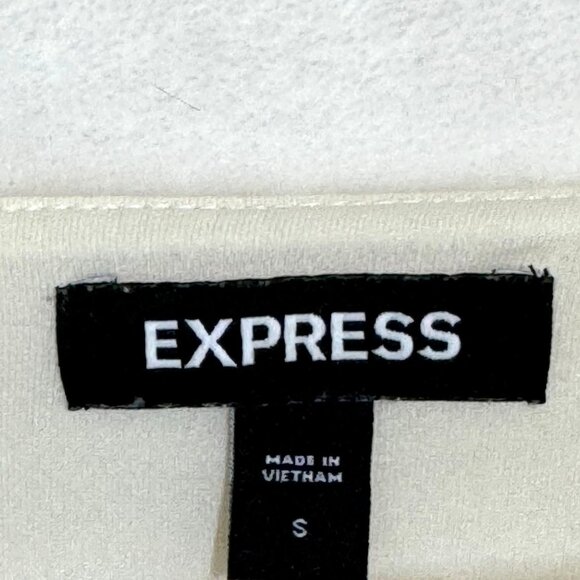 Express Womens Small Off-White Long Sleeve Blouse With Keyhole Neck & Ruched Det - Picture 4 of 4